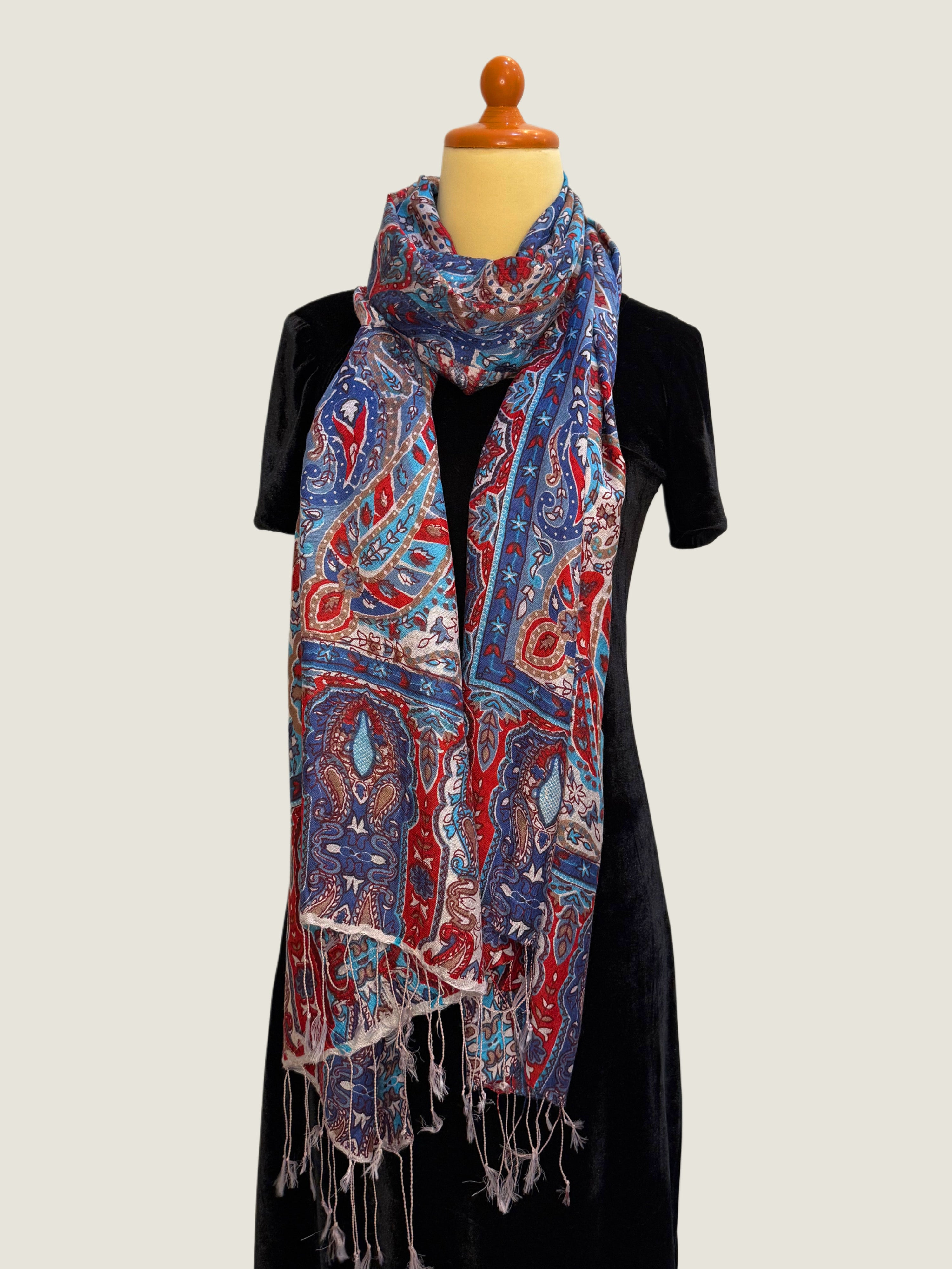 Midnight Ruby Floral Printed Stole