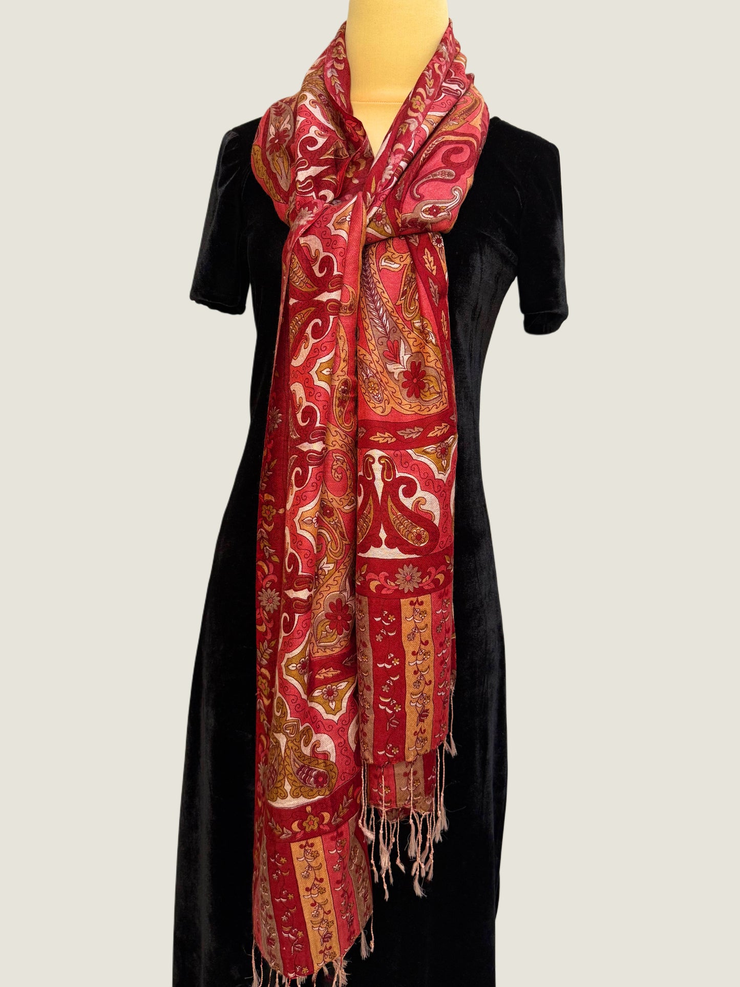 Red Floral Printed Stole