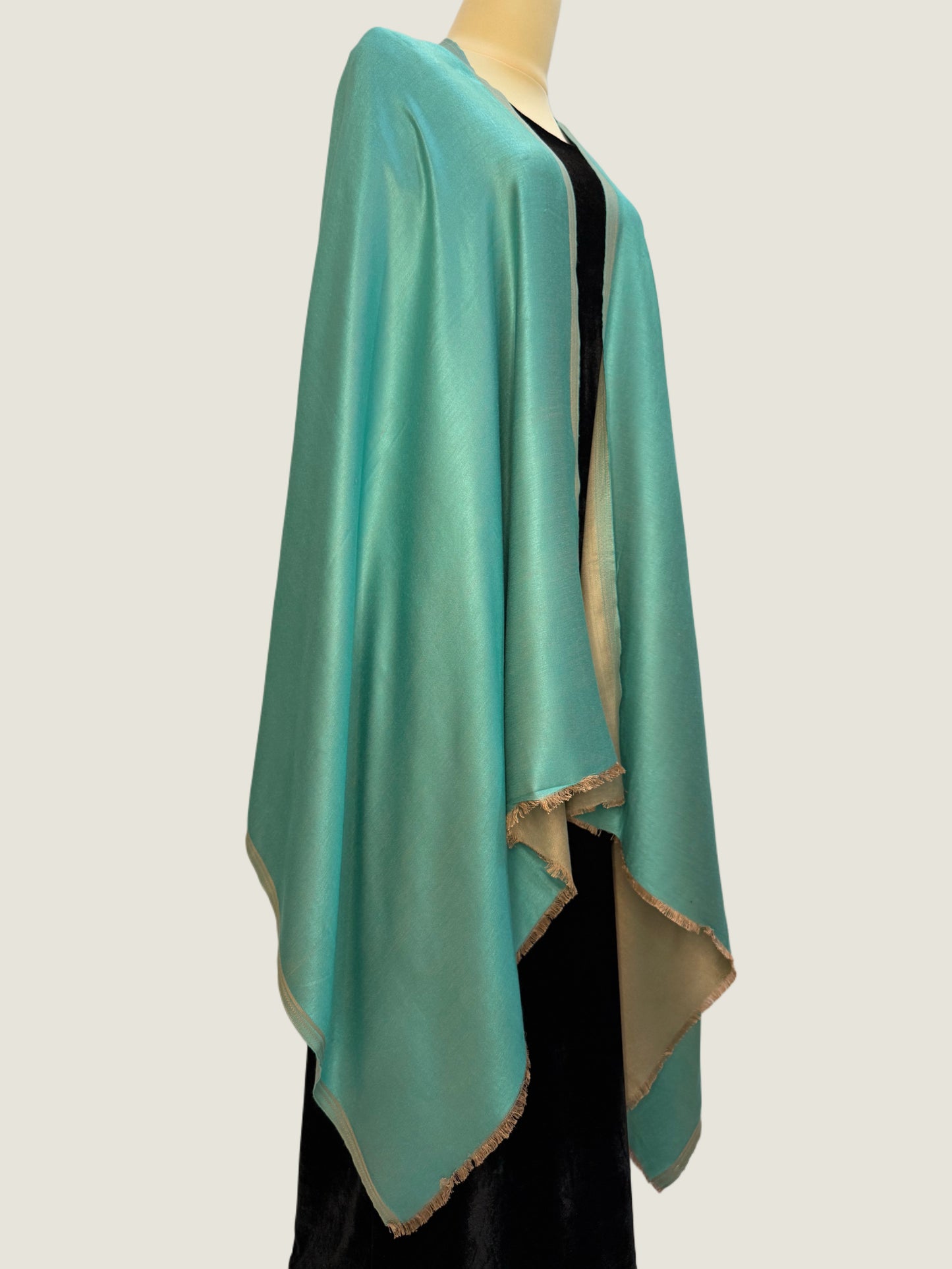 Aquamarine Gold Reversible Stole