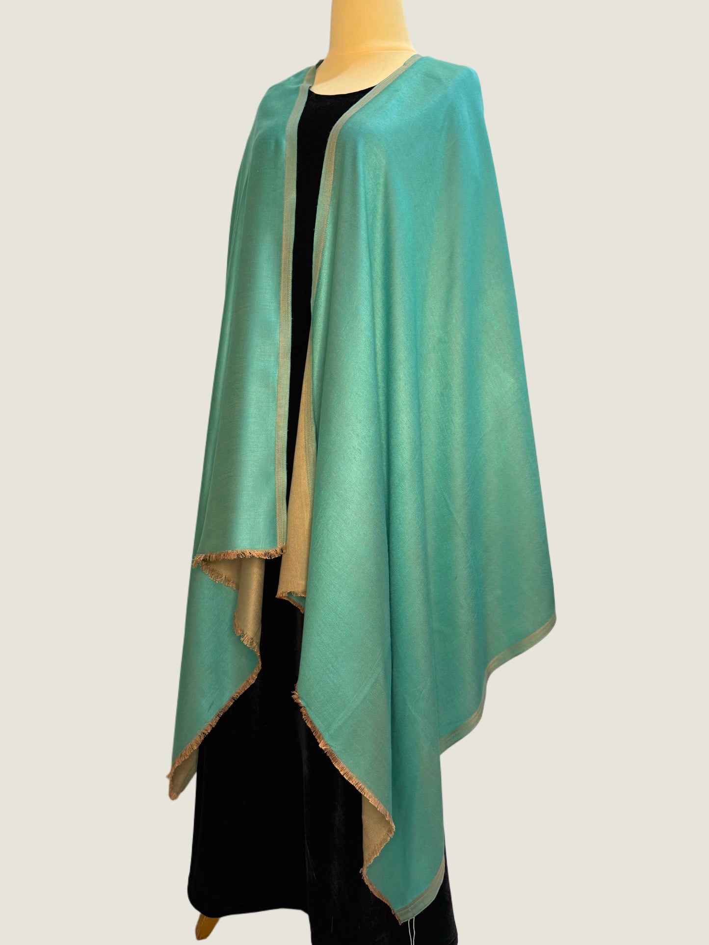 Aquamarine Gold Reversible Stole