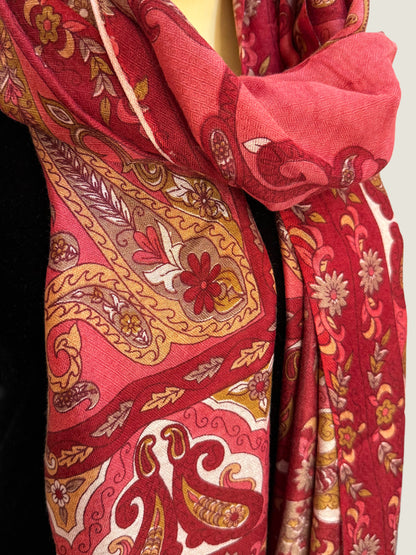 Red Floral Printed Stole