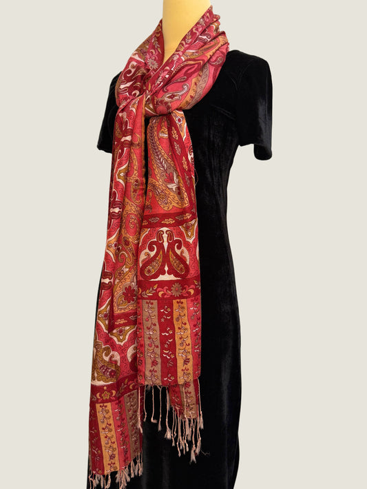 Red Floral Printed Stole