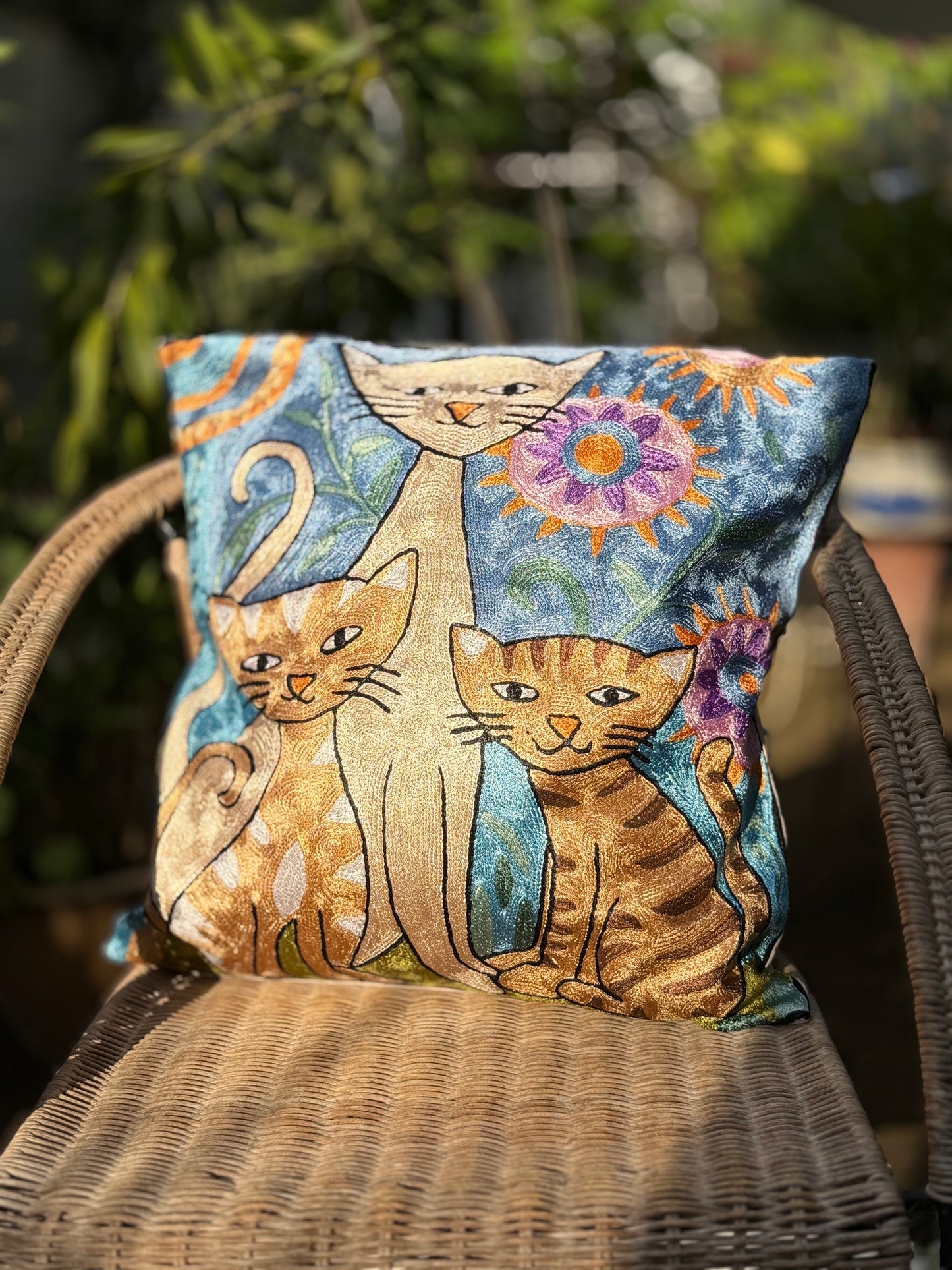 Cotton & Silk Cushion Cover (Cat)
