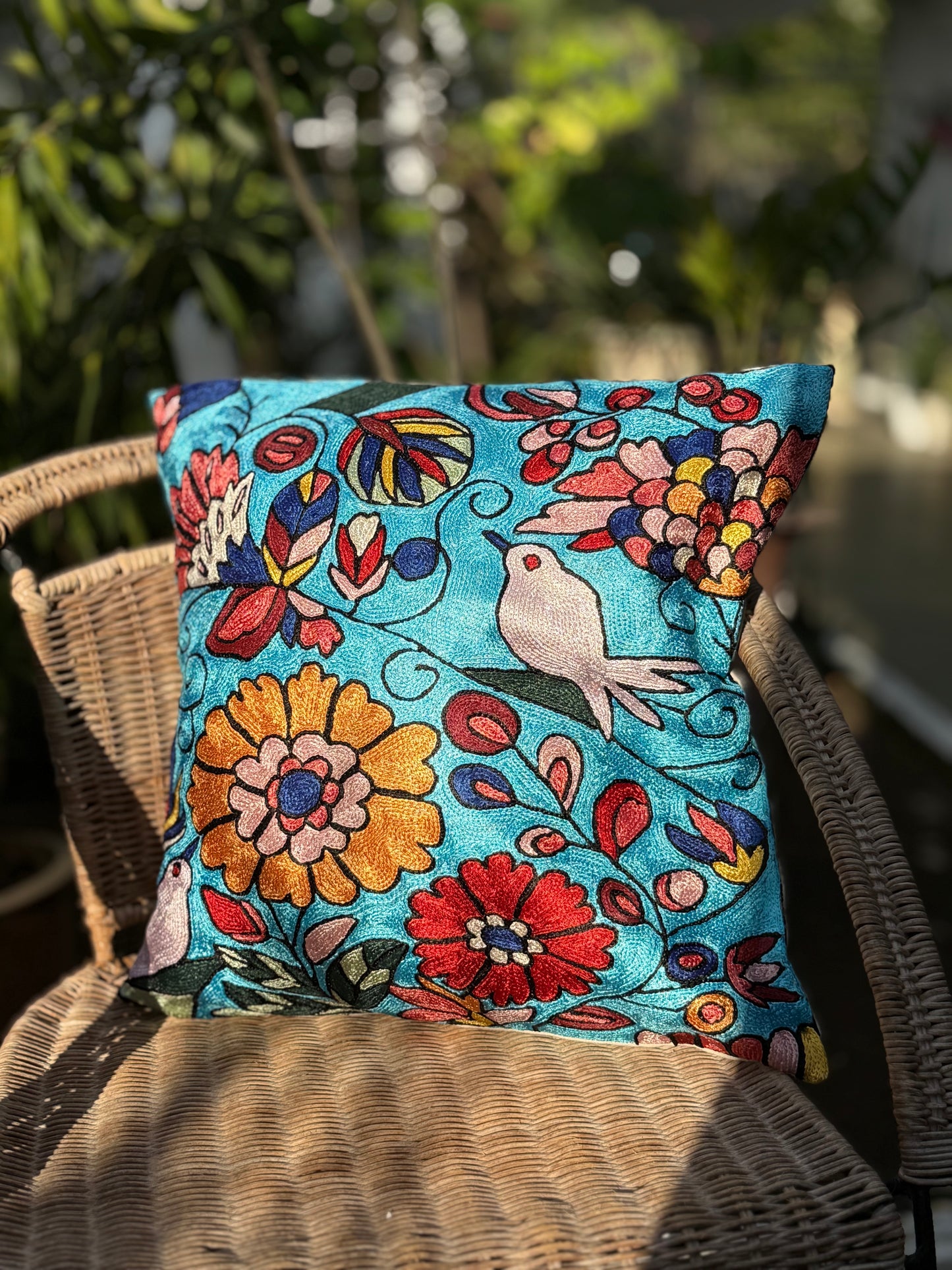 Cotton & Silk Cushion Cover (Floral)
