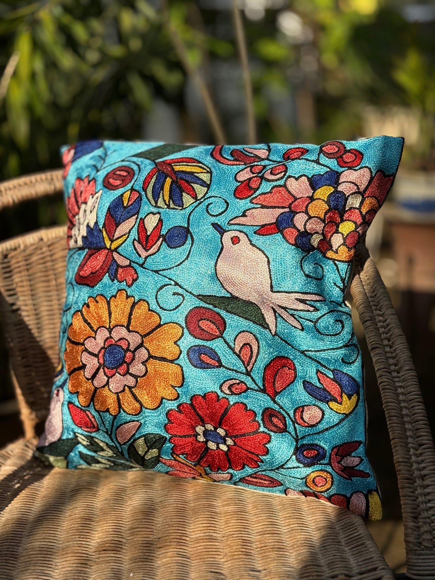 Cotton & Silk Cushion Cover (Floral)