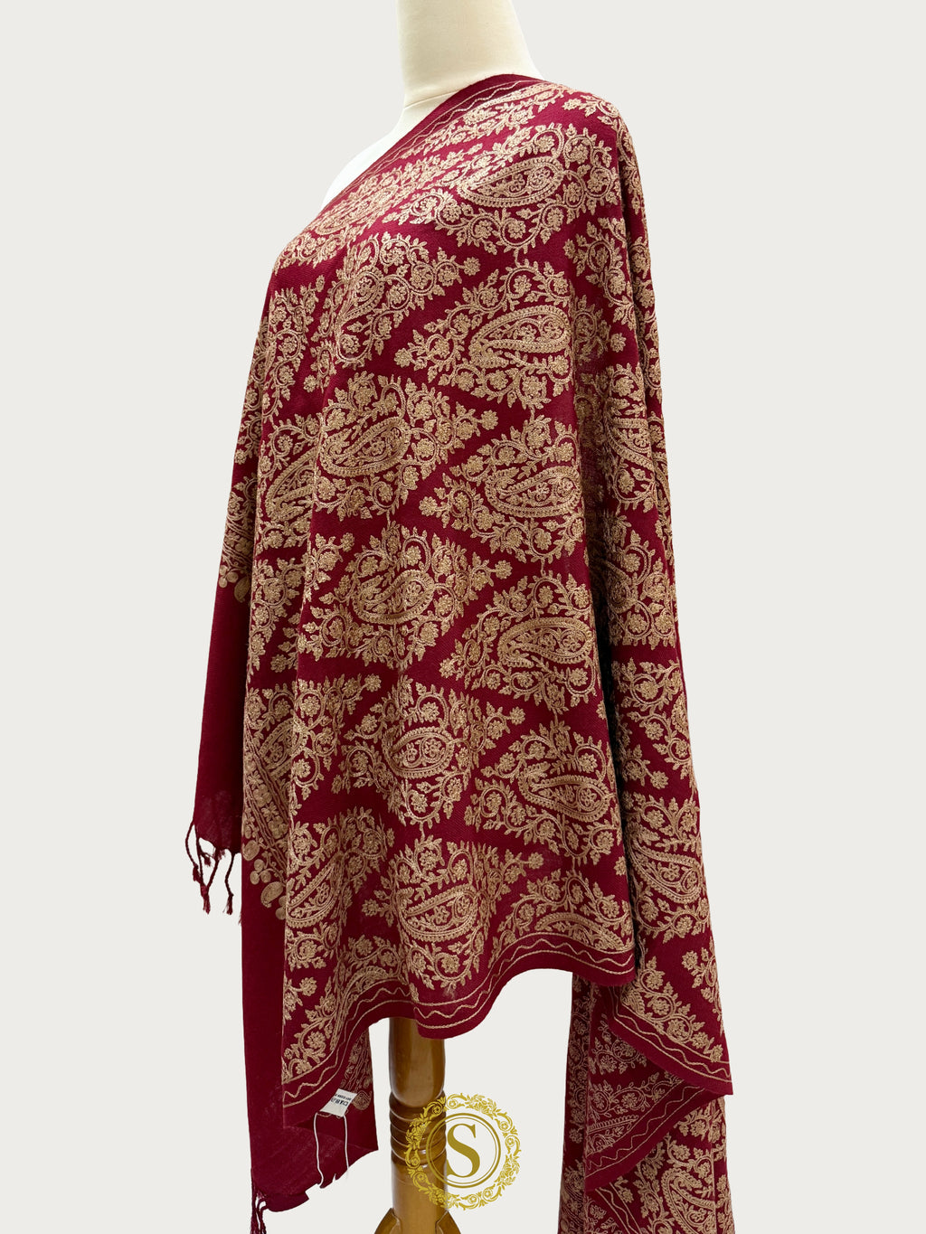 Elegant Kashmiri Aari Work Wool Shawl | Embroidered