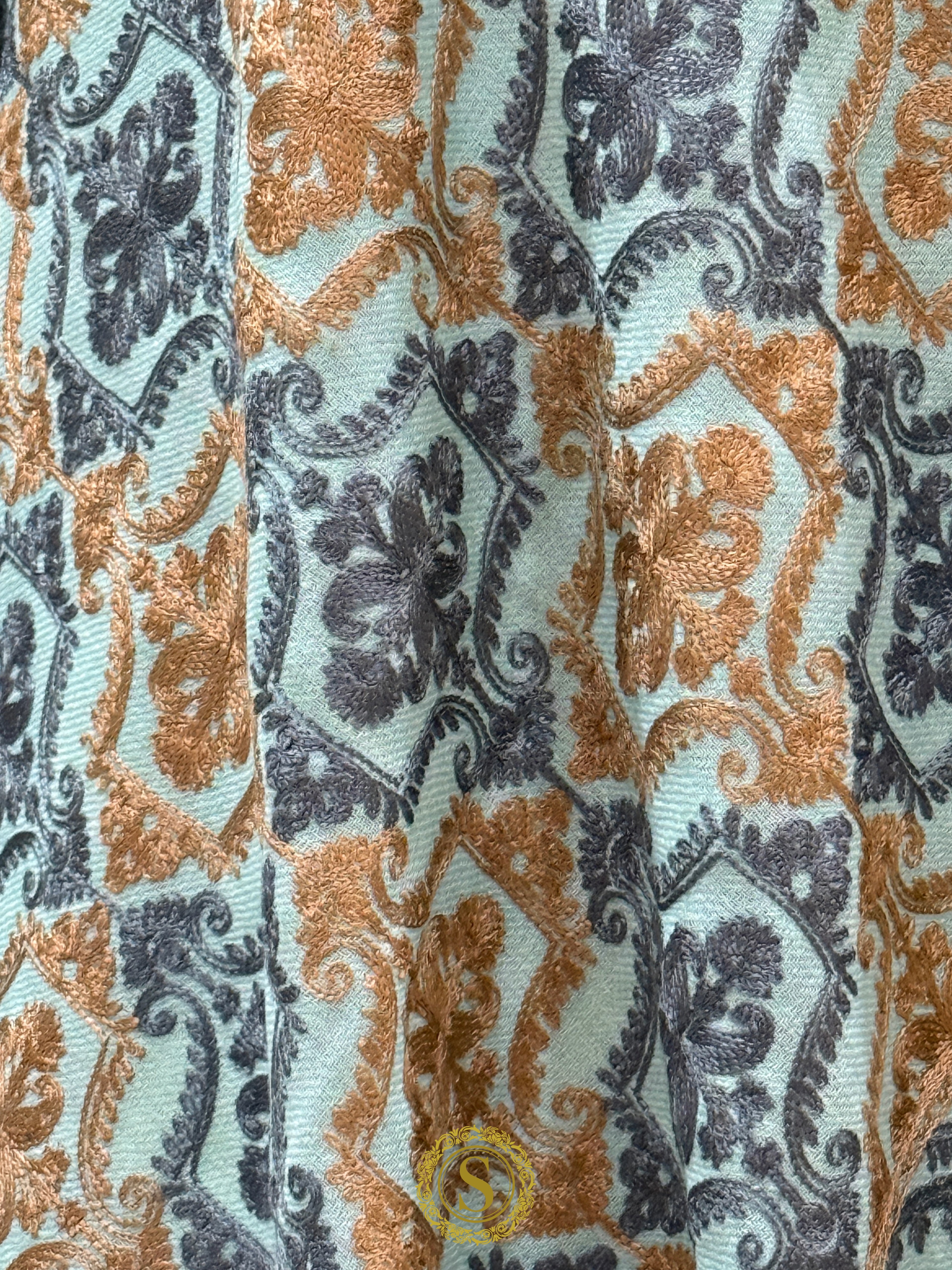 Elegant Kashmiri Aari Work Wool Shawl | Embroidered