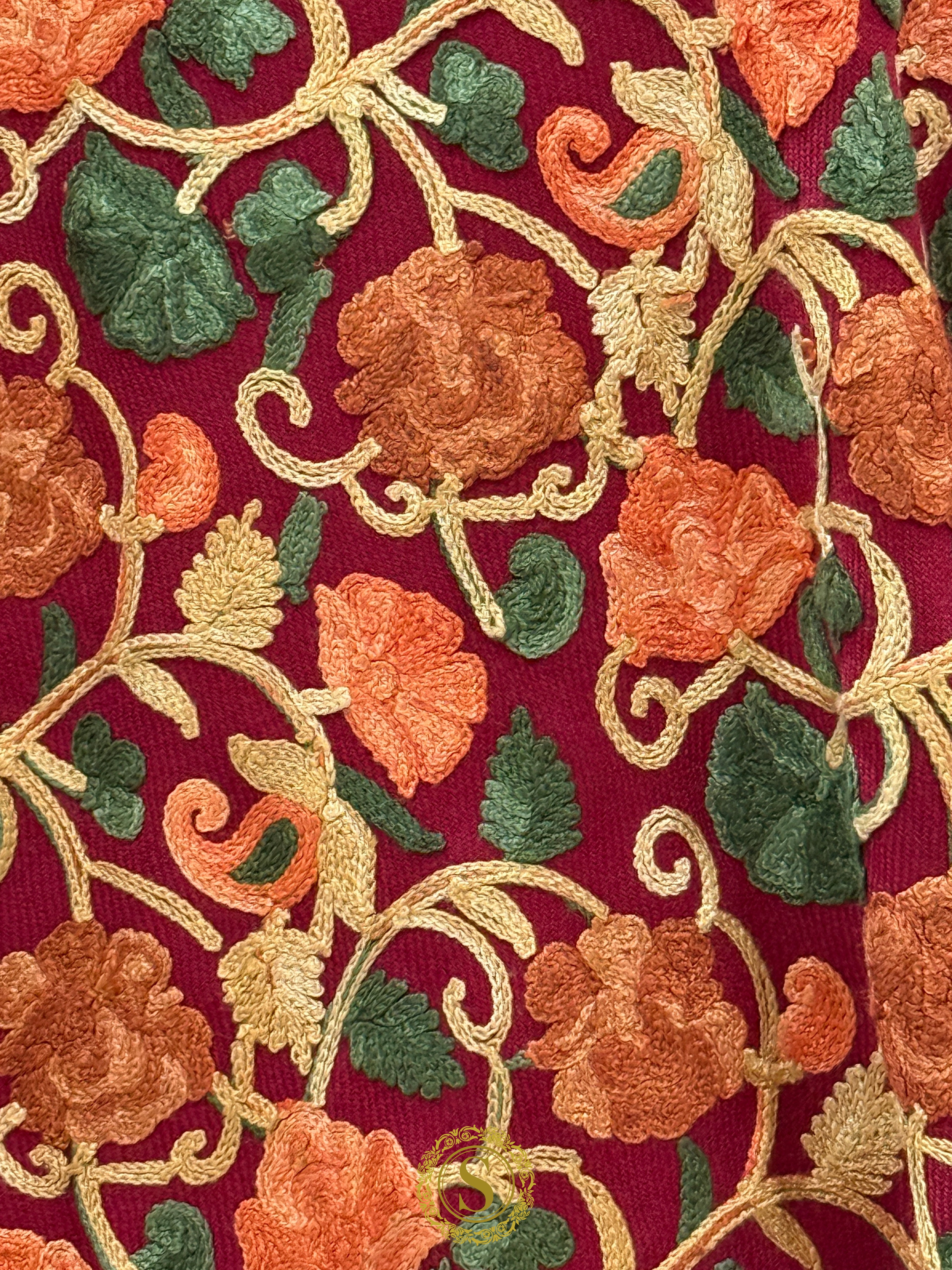 Elegant Kashmiri Aari Work Wool Shawl | Embroidered
